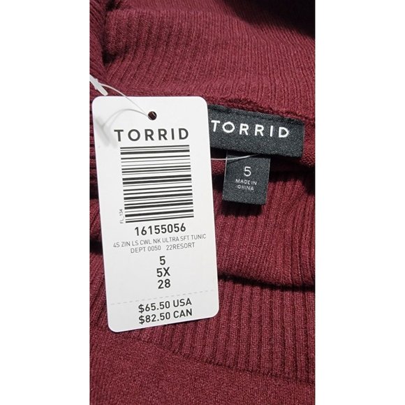 Torrid Womens Red Long Sleeve Cowl Neck Sweater Ultra Soft Tunic Size‎ 5X NWT - Picture 7 of 12